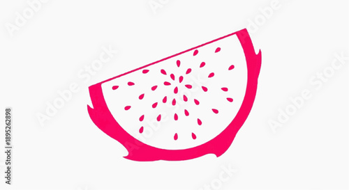 A vibrant pink slice of watermelon with seeds on a clean surface