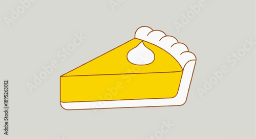 Perfectly Portioned Slice of Sweet Dessert Pie Topped with Fluffy Cream - Delightful Food Graphic
