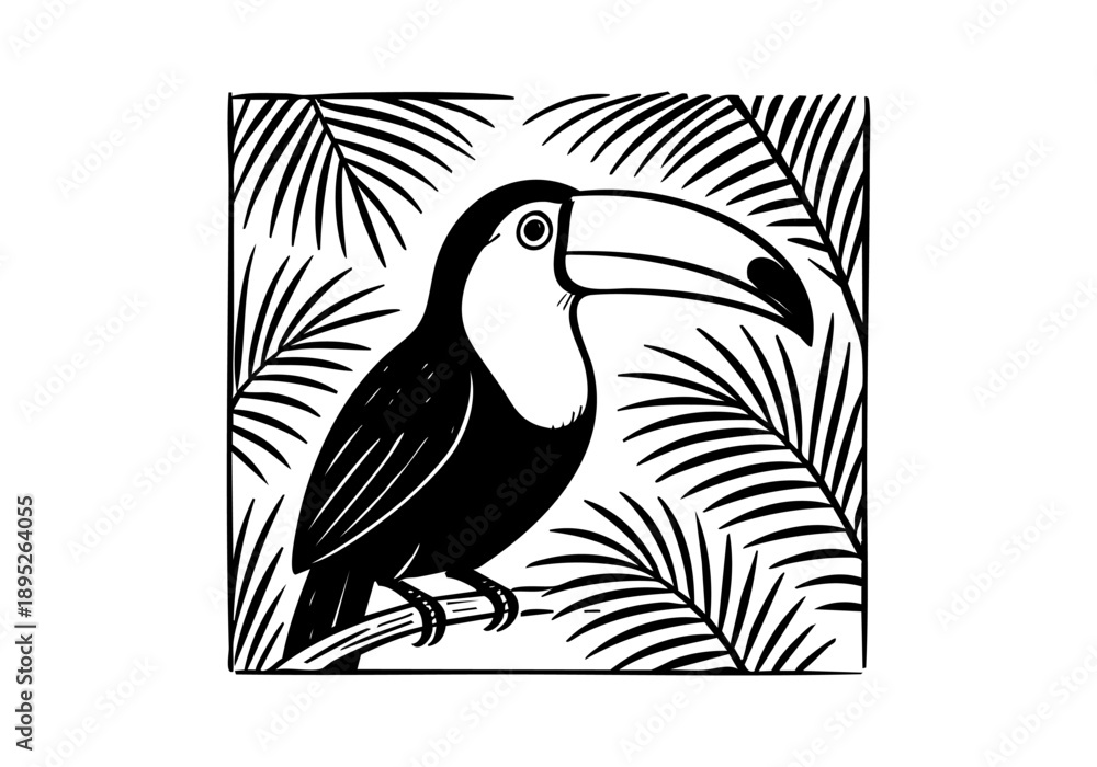 Fototapeta premium Toucan hand drawn simple sketch vector illustration