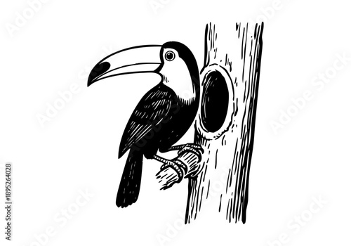 Toucan hand drawn simple sketch vector illustration
