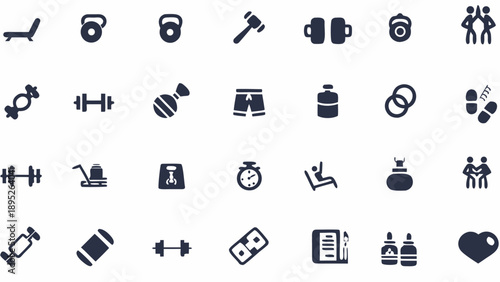 Fitness icons for healthy lifestyle and workout motivation