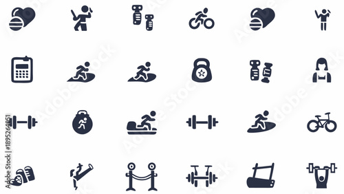 Fitness icons set for wellness and exercise designs