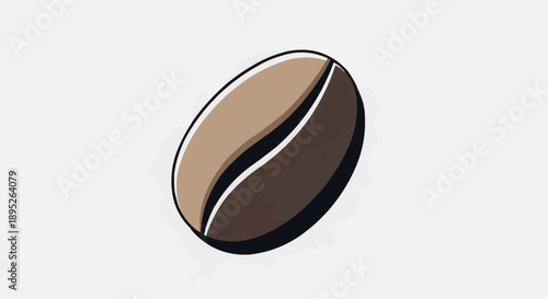 An illustration of a single coffee bean is shown on a plain surface