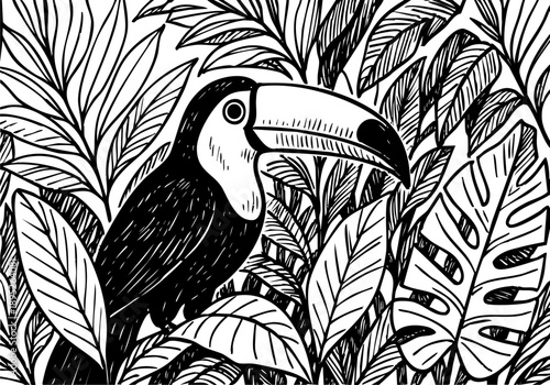 Toucan hand drawn simple sketch vector illustration
