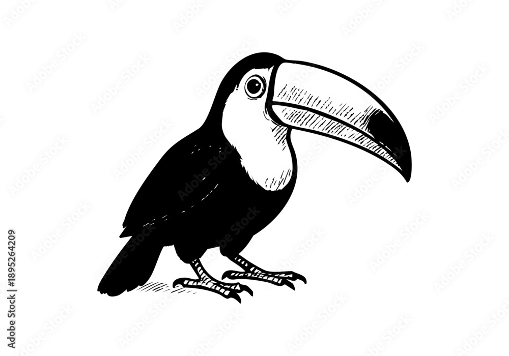 Obraz premium Toucan hand drawn simple sketch vector illustration