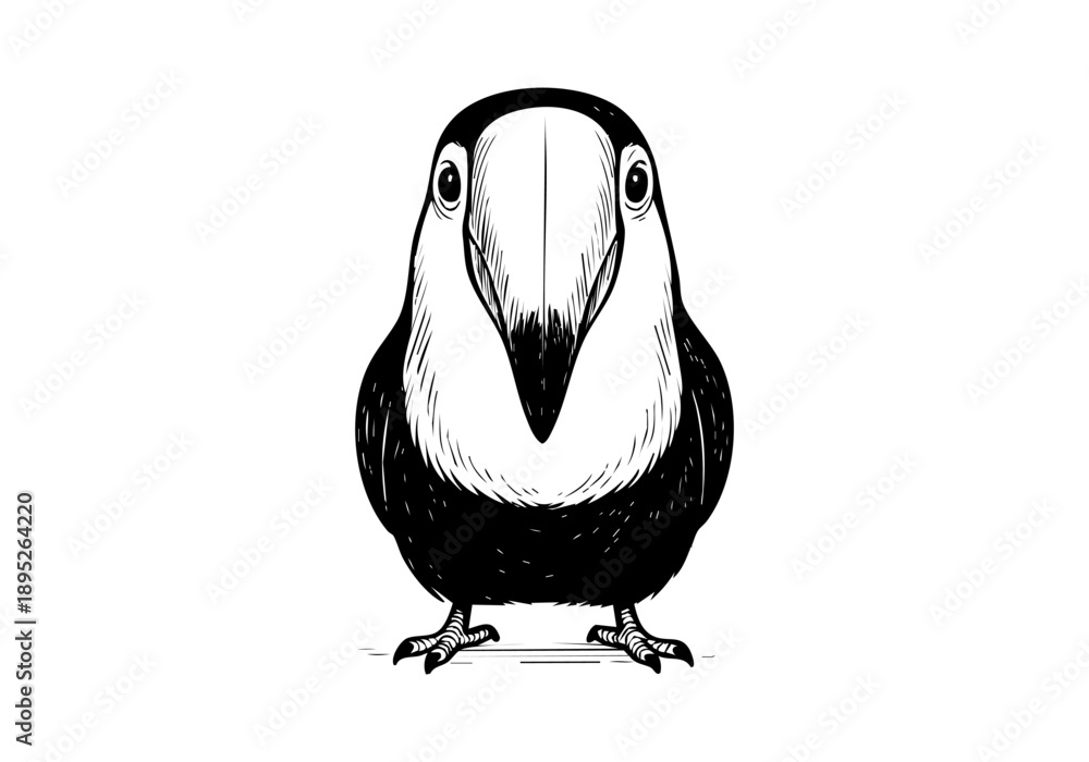 Obraz premium Toucan hand drawn simple sketch vector illustration