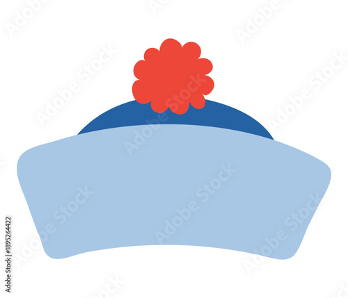 Sailor hat, cap isolated isolated on transparent background. Hand drawn flat vector illustration. Kids nautical design clip art, accessory, naval uniform, clothes element