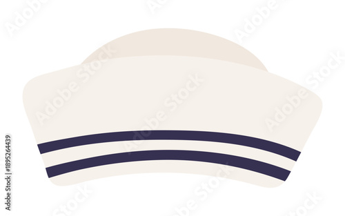 Sailor hat, cap isolated isolated on transparent background. Hand drawn flat vector illustration. Kids nautical design clip art, accessory, naval uniform, clothes element