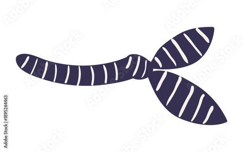 Tied bandana, neckerchief isolated isolated on transparent background. Hand drawn flat vector illustration. Kids nautical design clip art, accessory, naval uniform, clothes element