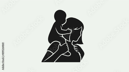 Mother and Child Silhouette Close Bonding Moment.