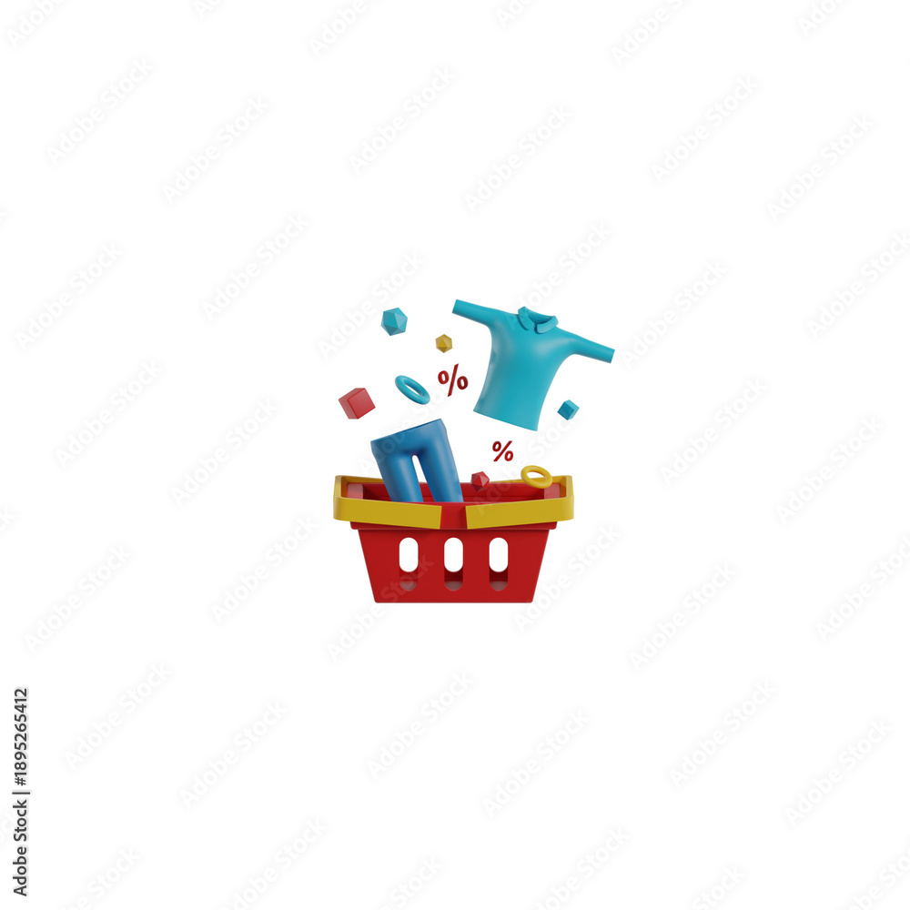 Obraz premium 3D Online Shopping Basket with Products