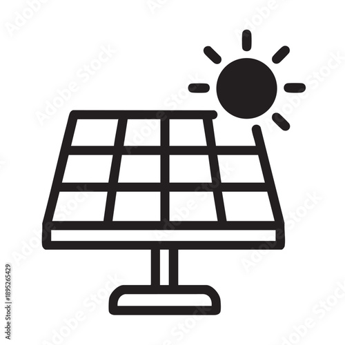 solar panel with sun icon for renewable energy concept