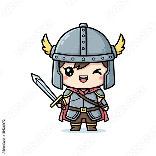 Cute Cartoon Viking Warrior