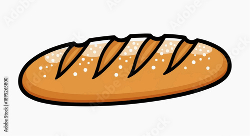 Artisan Style Golden Brown Baked Bread Loaf with Slashed Crust and Topping Vector