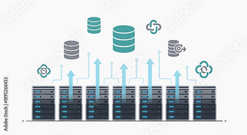Data storage and cloud computing integration illustrating modern server infrastructure and digital information transfer