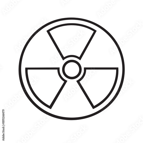 Radioactive symbol icon in black line art on white background