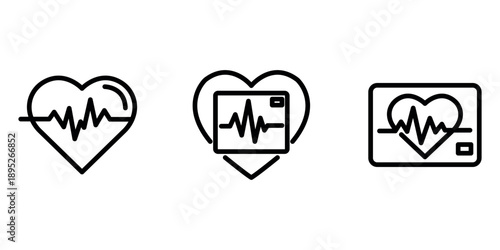 heart-monitor outline or line icon design bundle.