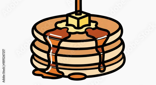Stacked delicious pancakes with butter and syrup, a delightful breakfast treat illustration