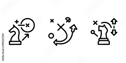 strategy outline or line icon design bundle.