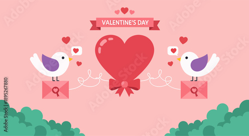 Vector illustration of celebrate valentine's day with couple bird