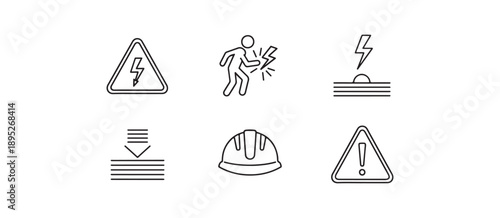 set of warning signs and safety symbols on a white background