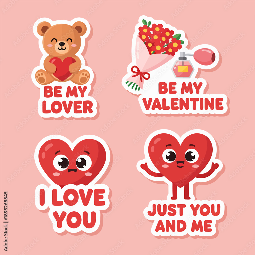 Obraz premium Vector of valentine's day stickers