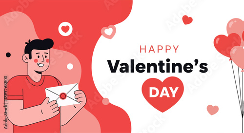 A man holding a love letter to celebrate happy valentine's day