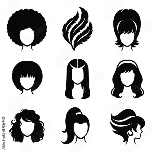 Collection of various female hairstyles and haircuts
