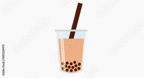 A refreshing illustration of a bubble tea with a straw in a clear cup