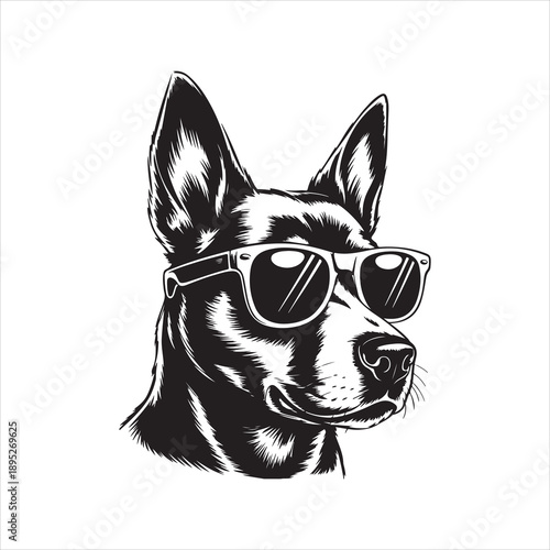 Cool Dog Wearing Sunglasses, Dog with sunglasses wearing  vector illustration 