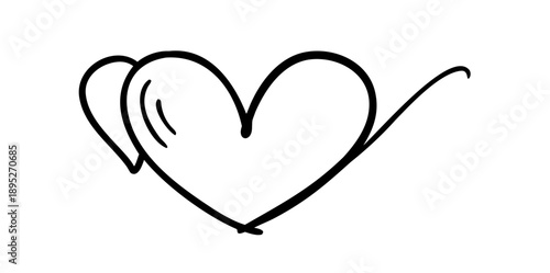 Hand drawn shape heart with cute sketch line, divider shape. Love doodle isolated on white background for wedding, mother, woman or valentines day. Vector illustration .vector icon