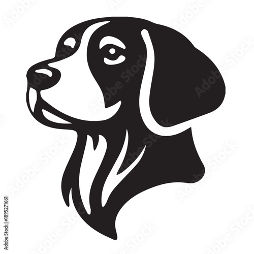 Black silhouette of a beagle dog breed Victor Art Illustration