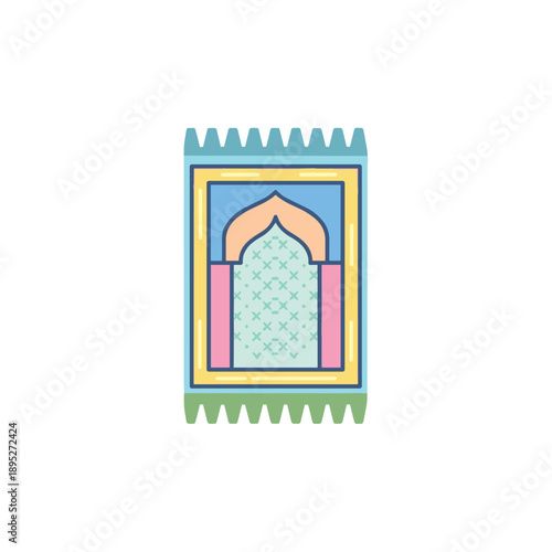 Colorful Islamic Prayer Rug Illustration