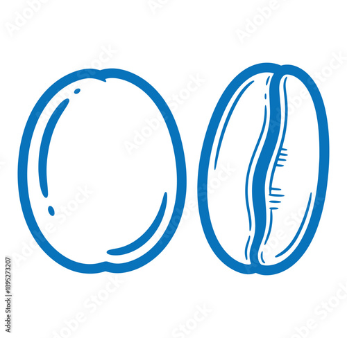 Two Blue Coffee Bean Icons with White Background drink