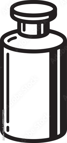 Minimalist line art illustration of a generic bottle or flask icon with a secure cap Vector