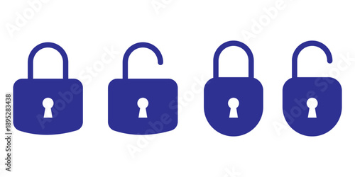 Lock icon. locked and unlocked black outline icon set for app, ui, ux, and website. vector illustration on transparent background.