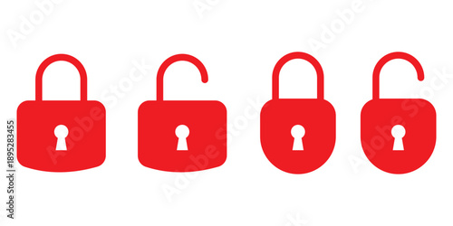padlocks showing locked and unlocked states. set of locks