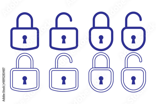padlocks showing locked and unlocked states. set of locks