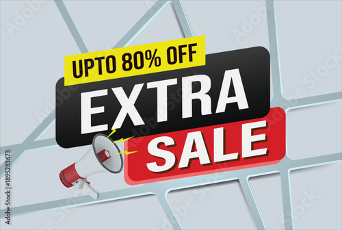 extra sale word mega phone concept vector illustration and 3d style, landing page, template, ui, web, mobile app, poster, banner, flyer, background, gift card, coupon, label, wallpaper

