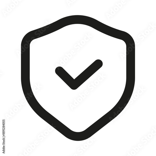 Shield with checkmark professional line icon. Professional Line Vector Icon with modern protection and verification concept, minimal clean outline design and scalable security symbol