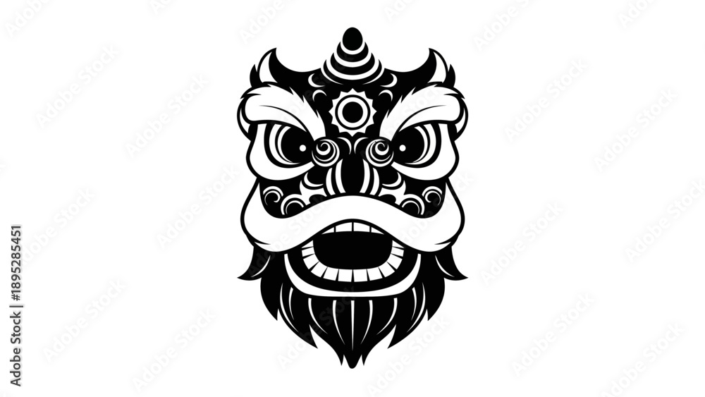 Obraz premium Traditional Balinese Mask Design Illustration Art.