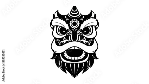Traditional Balinese Mask Design Illustration Art.