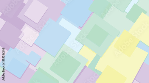 Modern abstract background with pastel overlapping translucent square shapes