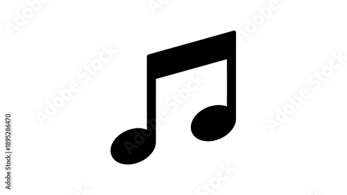 Black Eighth Note Music Symbol Isolated.