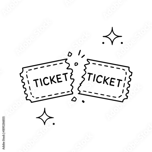 torn ticket line icon vector on a white background
Vector line icon