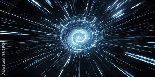 Abstract fractal burst of glowing blue and purple light in a dark space background with an energetic digital explosion pattern suitable for wallpaper and design