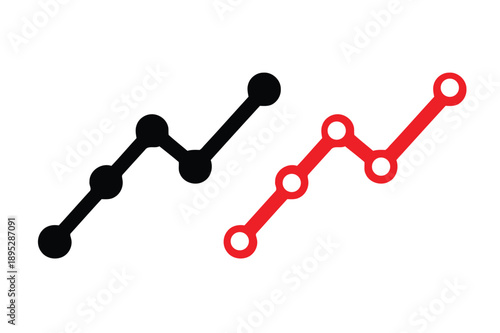 Graph showing black and red line charts with a trending upward trajectory indicating growth and progress together