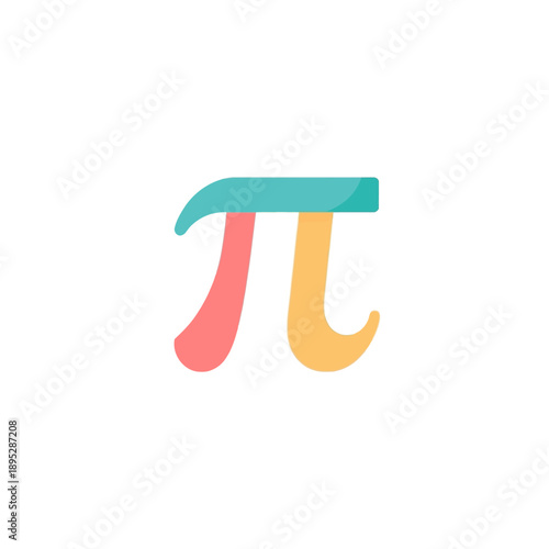 Minimal flat vector icon of a pie slice arranged to resemble the pi symbol (π), solid pastel colors