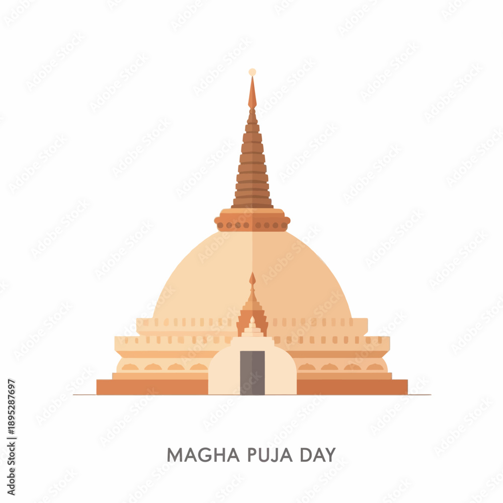 Obraz premium Buddhist stupa, simple flat 2D design