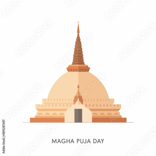 Buddhist stupa, simple flat 2D design